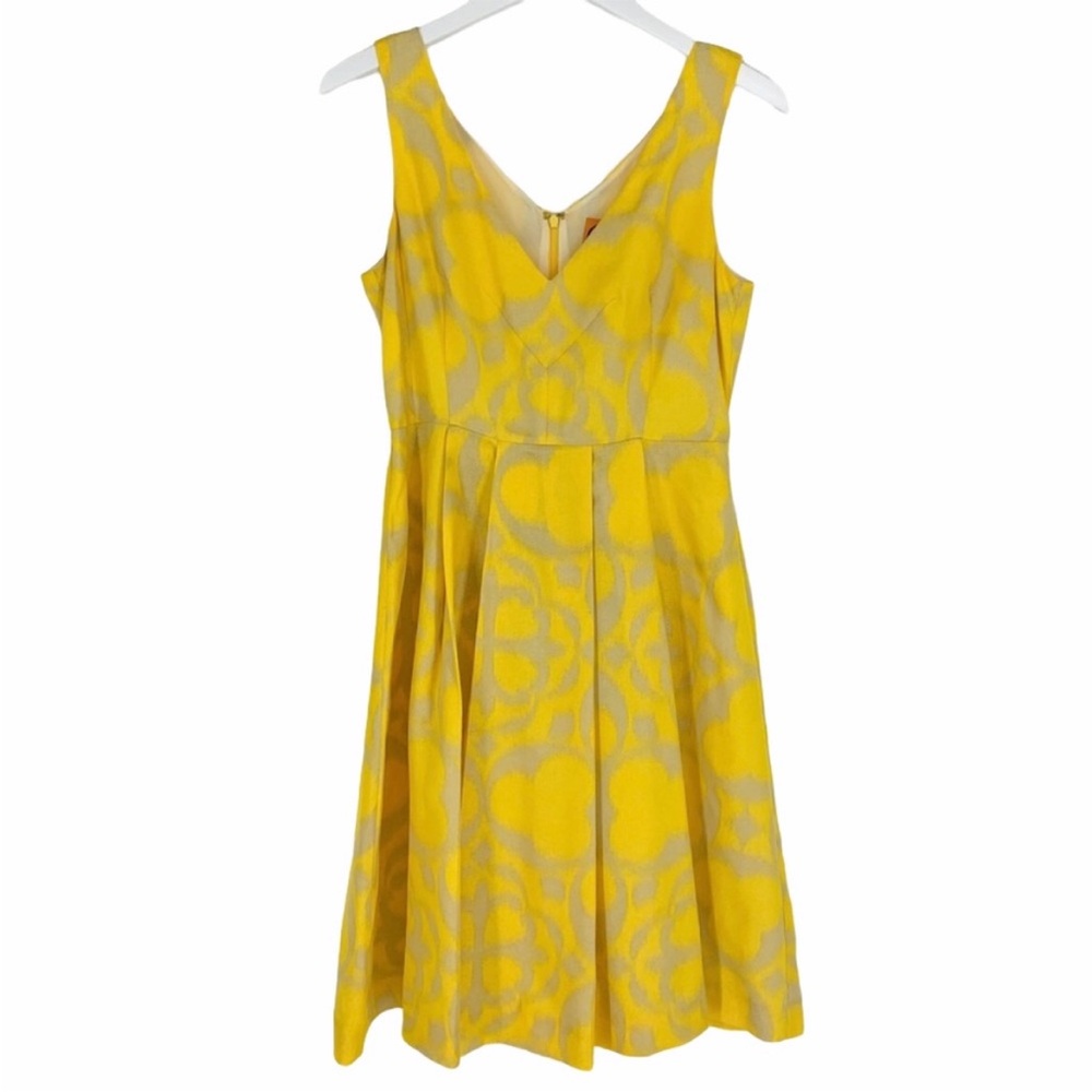 Tory Burch Yellow & Grey Silk Blend Edyn Dress size 4 with Yellow Zipper Detail